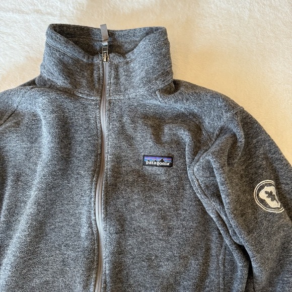 Patagonia Women's Large Synchilla Fleece Jacket Full Zip Heather Gray LOGO - Picture 4 of 9